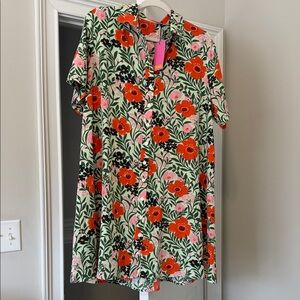 THML NWT Floral Shirt Swing Dress, med.